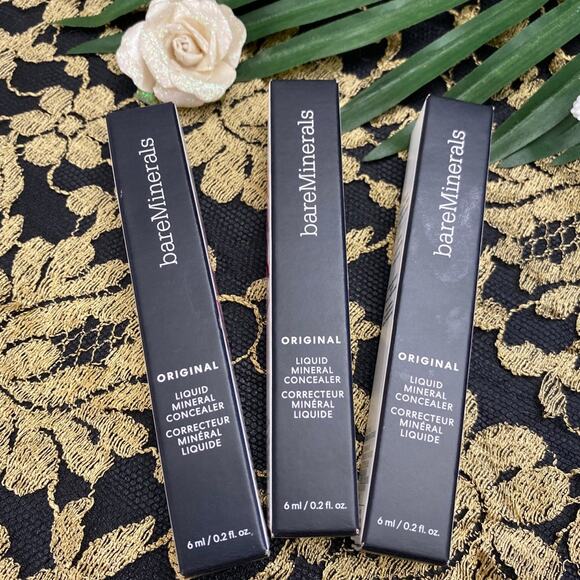 NIB Lot of 3 Bare Minerals Liquid Mineral Concealer Dark/Deep 5.5N NEW - Picture 2 of 4